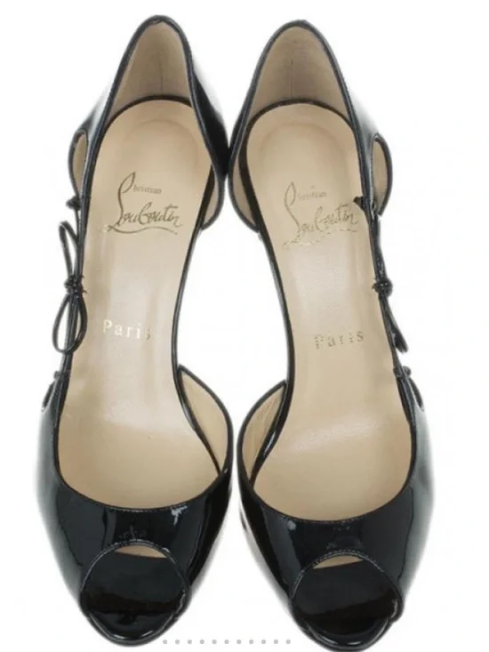 Christian Louboutin Black Patent Leather Delico 100' D'orsay Pumps Peep Toe 41 - Picture 7 of 16
